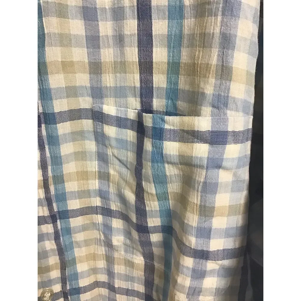 Turrau‎ Longsleeve yellow and blue plaid Collared Button-Up Shirt Men's Medium